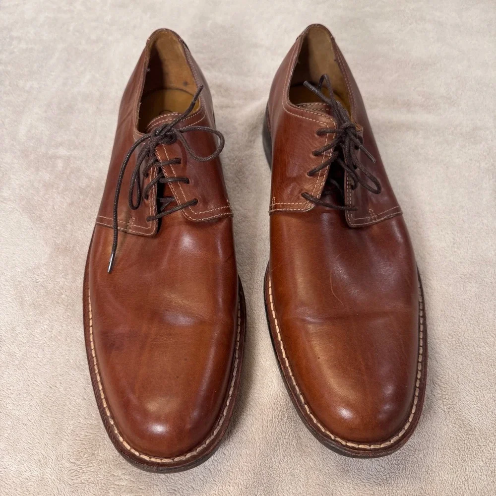 Cole Haan Leather Derby Oxford Shoes‎ Brown Quiet Luxury Preppy Classic Sz 13